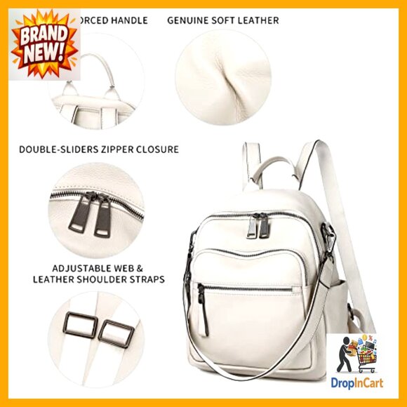 Genuine Leather Convertible Backpack Purse Soft Travel Daypack Shoulder Bag